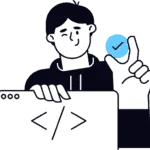 A web developer implementing schema markup to improve a website's visibility in search results