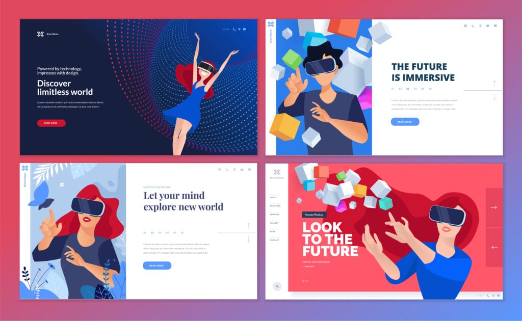 A woman exploring an immersive website experience using a VR headset.