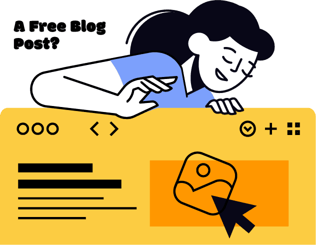 A smiling blogger proudly displaying their free guest post featured on a popular website.