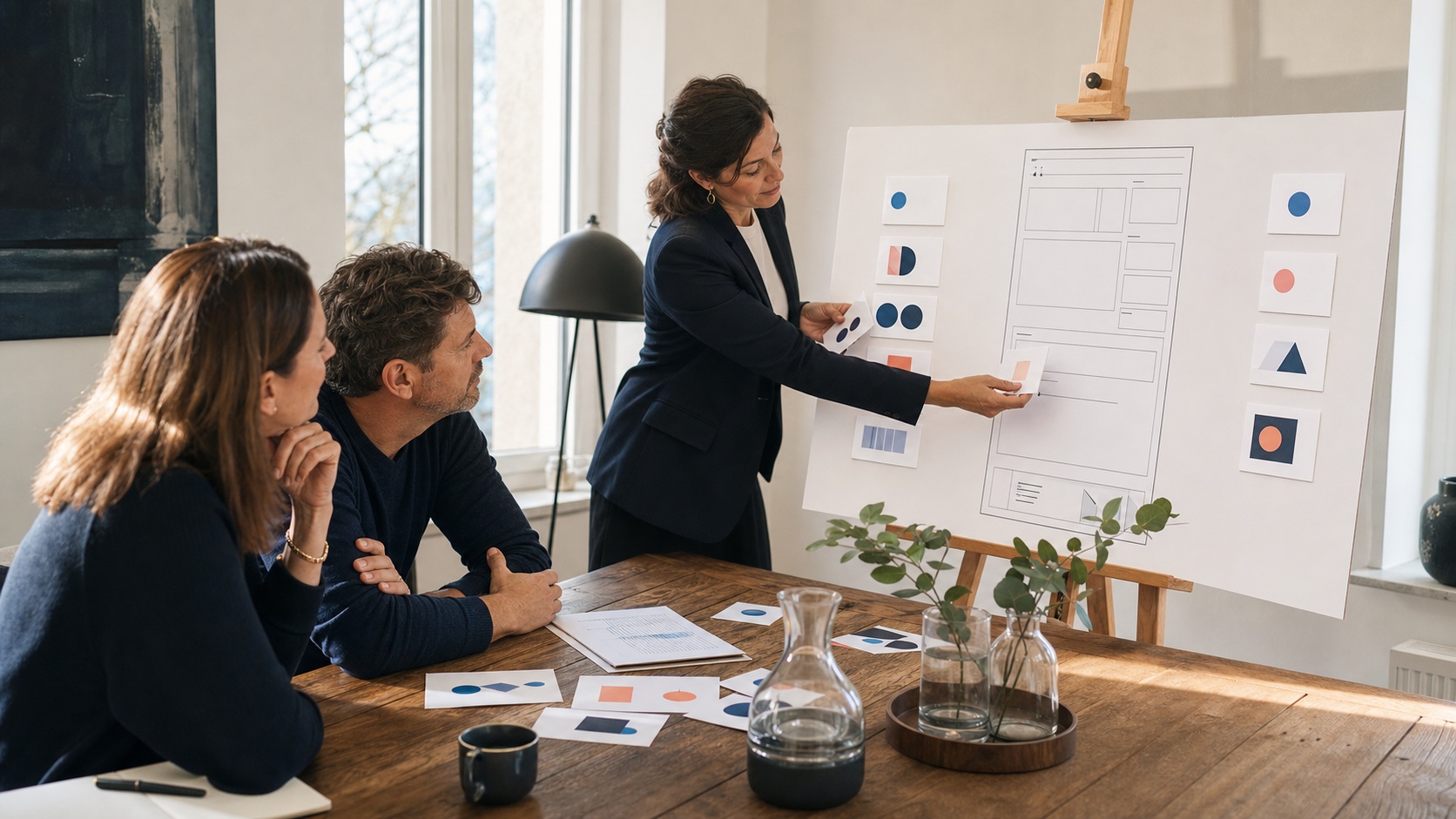 Geneva business owners and web strategist defining the scope of a website project