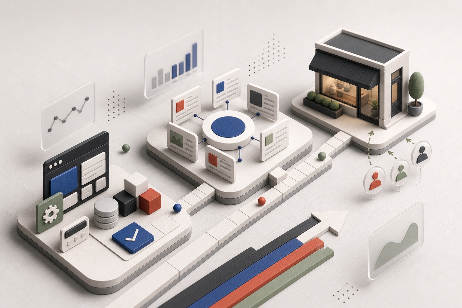 Modern illustration of a 90-day SEO roadmap from technical foundations to qualified customers