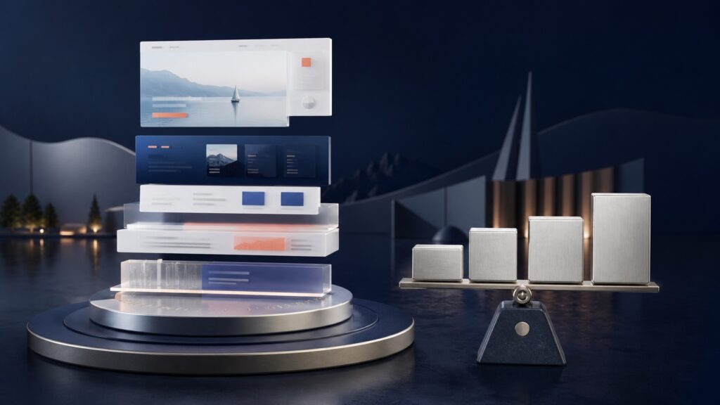 Layered website project balanced against different levels of scope and investment