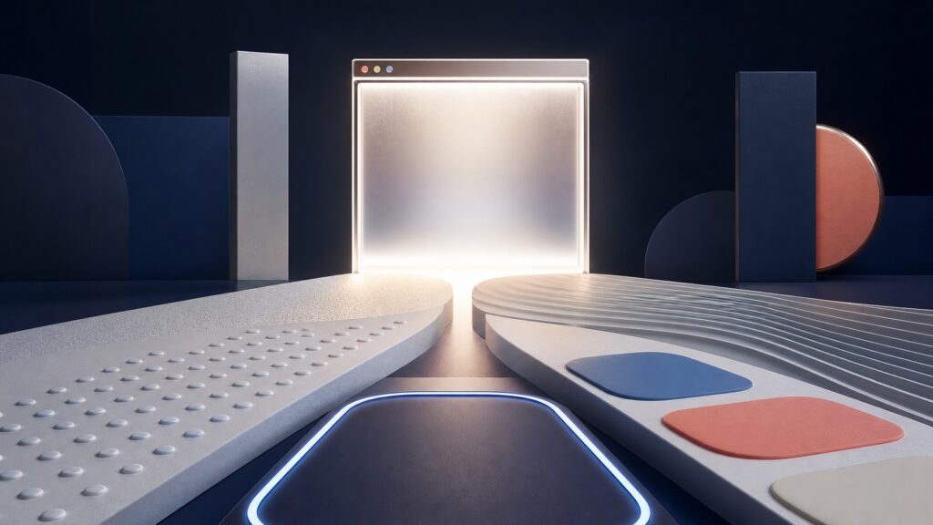 Abstract pathways opening into an accessible digital service