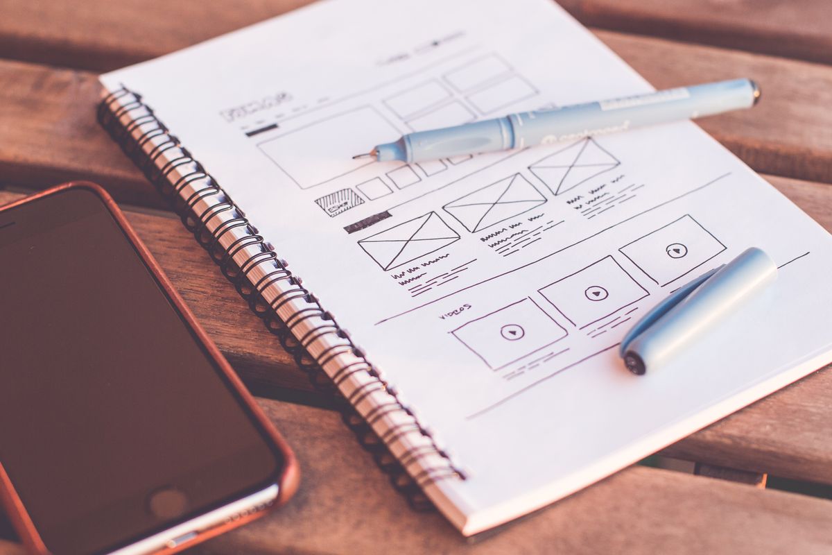 Website wireframe sketch — the page count and features decide most of the budget